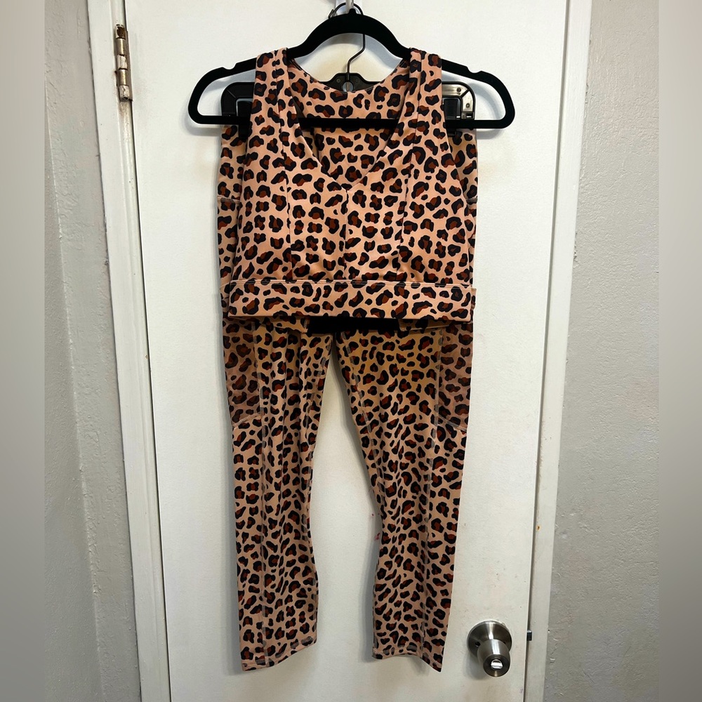 Fabletics Leopard Sports Bra and Legging Set
